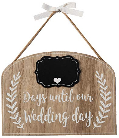 Wedding Countdown - Love Story ' Days Until our Wedding' Countdown Plaque Gift boxed Sign with Chalk