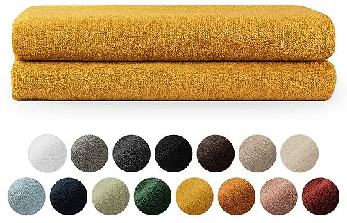 Blumtal Premium Frottier Handtücher Set 2 teilig 100% Baumwolle - Oeko-TEX zertifiziertes Badetuch 2X (70x140 cm) - Ultra saugstarkes Frottiertücher Set waschbar °60 - Towel - Handtuch Gelb