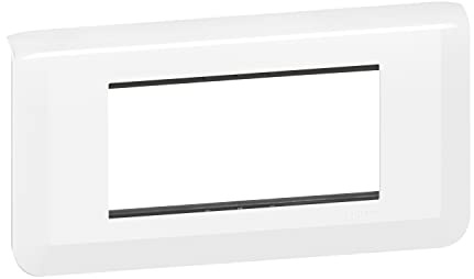 LEGRAND | Plaque Avec Support Mosaic, Montage Horizontal 4 Modules, Design Contemporain Blanc, Fixation À Vis Facile, Compatible Avec Mécanismes Mosaic