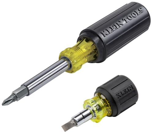 Klein Tools 80027 Schraubendreher-Set, 11-in-1 Multi-Bit-Schraubendreher, 6-in-1 Kurzschraubendreher, Kreuzschlitz, Schlitz, Vierkant, Torx-Bits, 2-teilig