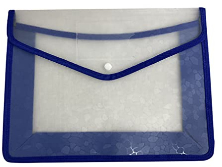 A4 Plastic Wallets Plastic Folders Document Files Folders Popper Wallet Envelope Pockets Large Capacity with Quick Snap Closure, Card Slot for Office Home School Travel (Blue)