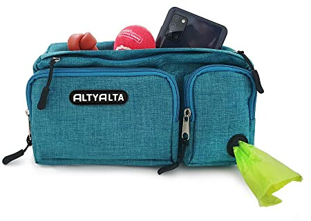 ALTYALTA EZ Dog Walking Fanny Pack, Dog Training Treat Pouch, Easy for Walking with Dogs, Belt Bag with Six Pockets and Waste Bag Dispenser (1.6L)