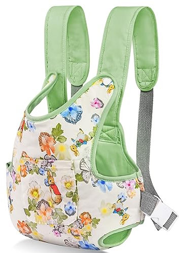 Aolso Babypuppentrage, Puppentrage für Kinder mit verstellbaren, Rückentrage mit verstellbaren Trägern für Babys, Puppezubehör für 14-18 Zoll Puppengurt, Tragepuppenzubehör für Kinder (Grün)