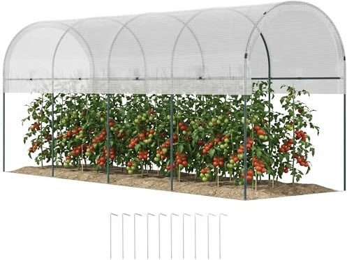 Outsunny Serre de Jardin, Serre à tomates, bâche renforcée, châssis en Acier, pour légumes Plantes Fleurs, pour extérieur, 400 x 120 x 170 cm, Transparent
