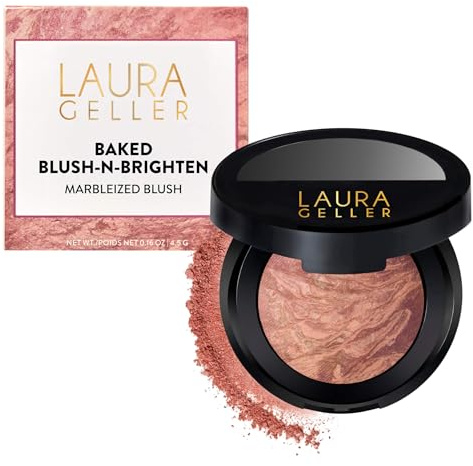 LAURA GELLER NEW YORK Baked Blush-n-Brighten Marbleized Blush for Cheeks - Natural Finish - Buildable Color (106 Rosé All Day)