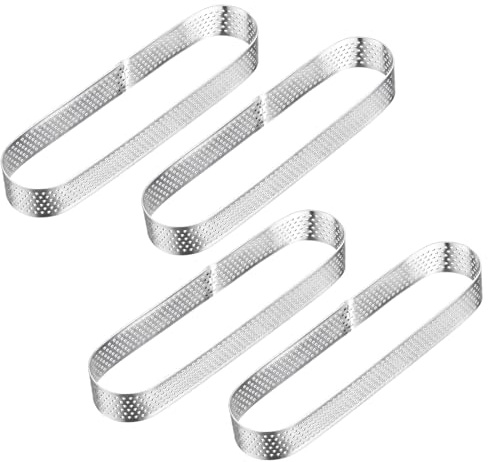 Westmark Stampi per Tartellette, 4 Pz. – Forme perfette per tartellette e quiche – Risultato di cottura uniforme grazie alla perforazione - Argento, Ovale, Ovale, 14,5 x 3,5 cm, 4 pezzi