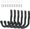 6 ganchos para colgar - gancho pared de garaje resistente, colgadores pared en J para bicicletas, herramientas eléctricas, escaleras, equipos deportivos, negro antideslizante - 11,5 cm x 9 cm
