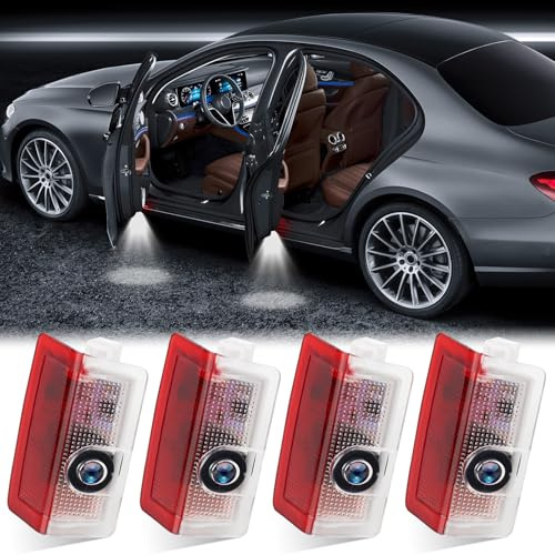Luci Portiera Auto Luce di Benvenuto Dell'auto 4 Pezzi Luci Proiettore Porta Compatibile con Mercedes Benz A B C E M G AMG Serie W166 W176 W205 W212