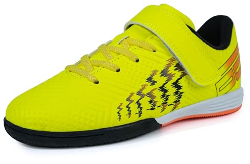 JABASIC Barn futsal inomhus fotbollsskor pojkar flickor fotboll hallsneakers, lime, 34 EU