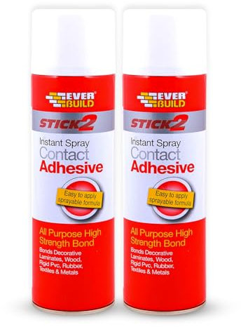 2x Stick2 All-Purpose High Bond Strength Contact Spray Adhesive 500ml – Strong Bond for Wood, Metal, Plastic, Leather & More