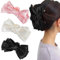 3 Stück Haarklammer Schleife Satin-Schleifen-Haar-Accessoires Für Damen Und Mädchen Haarspangen Rutschfeste Haarklammern Mit Schleife Groß 12cm Für Dickes Dünnes Haar (Pink, Beige, Schwarz)