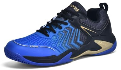 Xuanke Tennisschuhe Halle Herren Atmungsaktiv rutschfest Sportschuhe Damen Badminton Schuhe sandplatz Trainerschuhe (Blau Schwarz, Erwachsene, 45, Numerisch, EU Schuhgrößensystem, Breit)