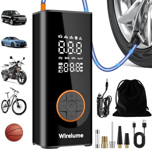 Gonfleur de pneus sans fil compresseur d'air portable pompe à pneus de voiture numérique DC 12V 150PSI pompe à air électrique pour pneus de véhicule/vélo/gonflables avec préréglée et arrêt automatique