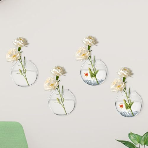BUTORY 2/4 stycken vägghängande blomvas planteringskärl vas en verre väggmålning et Créatif hängande vägg planteringskärl conteneur suspendu hydroponique vegétal för hemmakontor dekor (4)