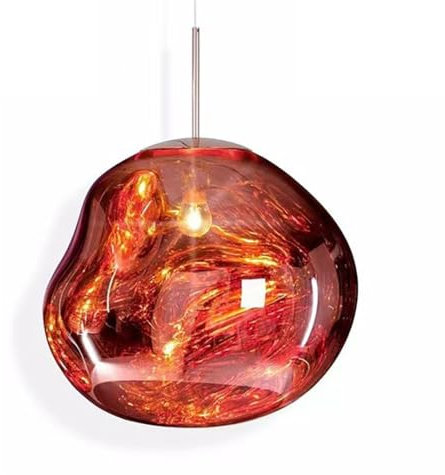 Lava-hänglampa, LED-hänglampa i oregelbunden glas med 150 cm justerbar upphängningssladd, modern lava-glob-hänglampa för hemkafédekoration Rose Gold 15cm