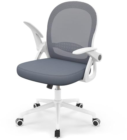 naspaluro Chaise de Bureau avec Accoudoir Relevable, Fauteuil de Bureau avec Soutien Lombaire, Siège Bureau avec Dossier Moyen de 45 cm (sans Repose-Pieds ni Appuie-tête, Bleu Foncé)