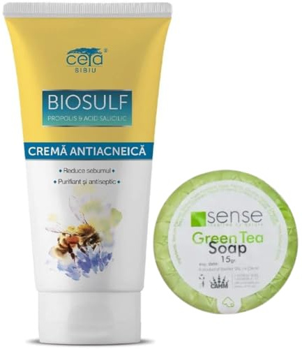 CETA Crema Antiacneica Biozolfo 50 ml – Viso anti Brufoli, Punti Neri e Rossori, Comedoni, per pelle mista/grassa – Opacizzante – Riduce Sebo, Pori Dilatati, Imperfezioni – Lenitiva e Purificante