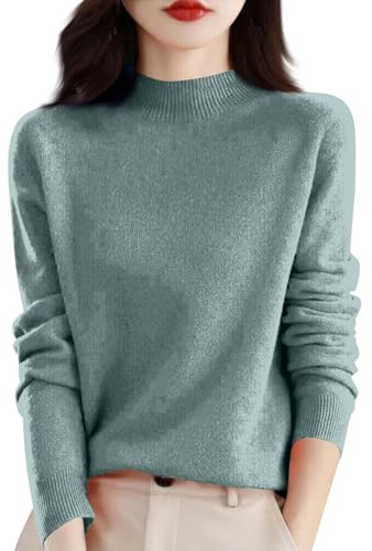 Women,Cashmere Ladies Long Sleeve Sweaters for Women Solid Color Soft Warm Pullover Autumn Winter Casual Tops,02-Mint Green,L