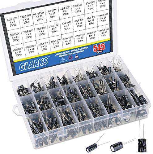 Glarks 545 st 24 värde 10 V 16 V 25 V 50 V metall elektrolytiska kondensatorer diverse sortiment sats, etikett kondensator räckvidd 0,1 UF - 1 000 UF