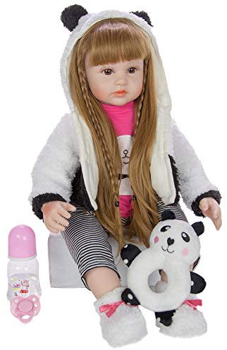YIHANGG 60CM Cute Style Princess Babys Reborn Babypuppe Als Panda Realistic Silicone Reborn Puppe Kleinkindpuppen Für Kindertagsgeschenk