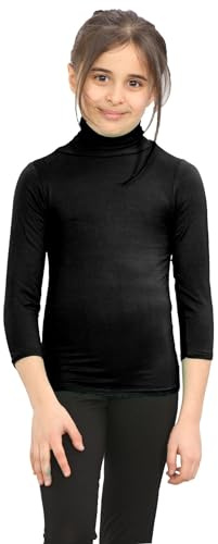 Hamishkane® Ny sköldpadda hals topp barn, avslappnad långärmad t-shirt flickor', barn pikétröjor flickor & pojkar t-shirt för skola och sport, sköldpadda hals unisex topp, Svart, 13 år