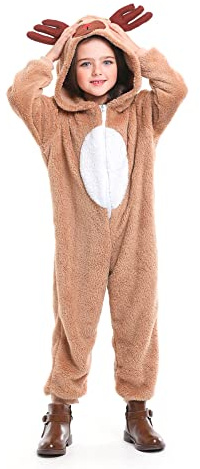 Gomukot Kids Reindeer Costume Christmas Deer Romper Jumpsuit for Boys and Girls One Piece Outfit (Deer, 6-7 Years)