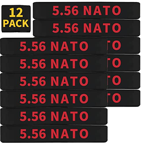 Lot de 12 bandes de marquage pour magazines Miaozhun 5.56 NATO 5.56 Identification de calibre de magazines