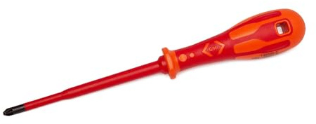 C.K Dextro VDE Slim Modulo Electrical Screwdriver SL/PH2 x 125mm, Plusminus Thin, Electricians Insulated Terminal MCB Screwdrivers, Precision Grip Tip, Fuse Board Screw Driver, Hand Tools T49246-2