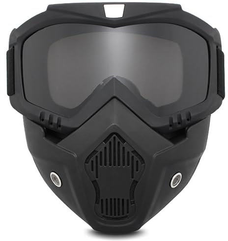 TAIZER Motorradbrille Abnehmbare Motorrad Schutzbrille Staubschutz Brille Abnehmbaren Gesichtsmaske Winddicht Helm Nebelfest Winddicht Reiten Sonnenbrille Fahrrad Dirtbike Motocross (grau)