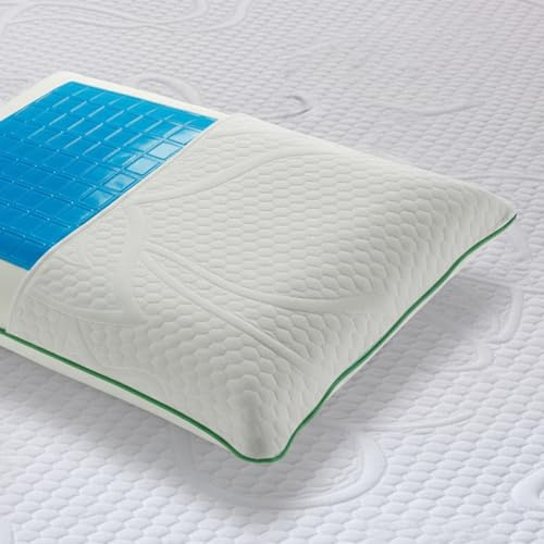 Bedshire Pillow Cuscino Cervicale per Dormire Ortopedico Rinfrescante Guanciale con Memory Foam HD Federa di Cotone con Gel Termoregolatore Sfoderabile Alto 13cm da Letto Made in Italy 100%