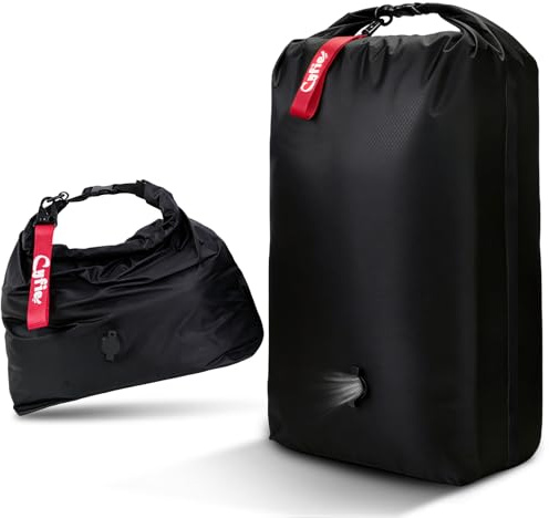 CYFIE Vakuumpåse för kläder resa, 62x49x15 cm 25L, återanvändbar tvättpåse, tvättsäck resa, kompressionspåse, 70D Nylon + TPU, vikbar smutssäck för simning fitness utflykt