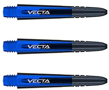 WINMAU Vecta Tiges de fléchettes en Polycarbonate - 1 Ensemble par Paquet (3 Fléchettes Tiges au Total) - Accessoires de fléchettes Professionnelles - Bleu et Noir Tiges Courtes
