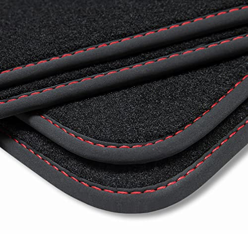teileplus24 BV560 Velours Fußmatten kompatibel mit Ford Kuga 3 2020- Trittschutz Fahrermatte, Naht:Rot