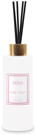 COCO by Stone 5oz Reed Diffuser (Pink Sugar) – Luxury Scented Oil Diffuser for Home Aromatherapy, Long-Lasting Vegan Fragrance, Elegant Home Décor and Air Freshener