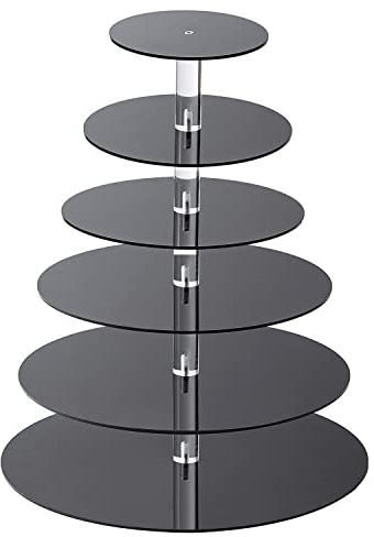 Cupcake Stand, ULIFEME 6 Tier Cake Stands, Round Acrylic Display Cupcakes Tower for Wedding, Birthday & Party, 6''/8''/10''/12''/14''/16'' Diameter Round Stand, 4 Inch Height, 4mm Thickness Acrylic