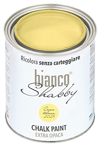 bianco Shabby® Crema Italiana 2023 Peinture à la craie à base d'eau pour toutes les surfaces et parfaite pour les effets décoratifs – Peinture à la craie extra mate (1 litre)