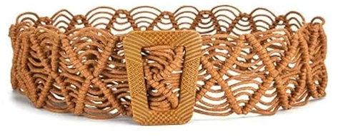 GIMIRO Gewebter Gürtel für Frauen Bohemian Taillenband [5 x 100cm] Wax Cord Hohler Taillengürtel mit Leiter Schnalle Ethnische Stil Mode Accessoires Kleid Dekoration (Brown)