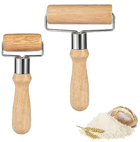 RoxNvm Mattarello, 2 pezzi rullo per pasta, rullo per pasta piccolo e medio, rullo per pasta in legno Adatto per stendere la pasta a mano, pizza, dolci e fagottini