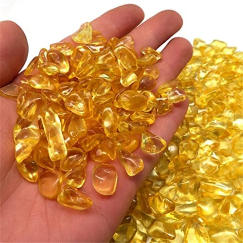 BIANMTSW Cristallo di guarigione 300G Ghiaia di Cristallo di Pietra di Vetro Gialla 9mm-12mm può Essere utilizzato for la Collezioni di casa
