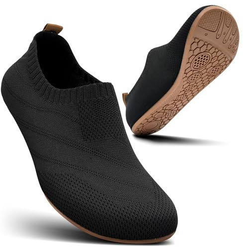 Sosenfer Chaussons Pieds Nus Femme Homme - Pantoufles de Maison Antidérapantes, Respirantes et Très Confortables - Lavable en Machine, Unisex-Black-OxfordColor-41