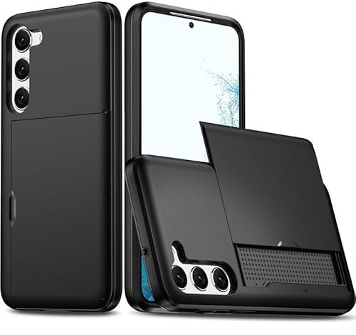 Compatible avec Coque Samsung A55 5G avec Porte-Cartes Portefeuille, Coqu Samsung Galaxy A55 5G Protection Coulissant Cache Étui Silicone Antichoc Housse Cover (Noir)