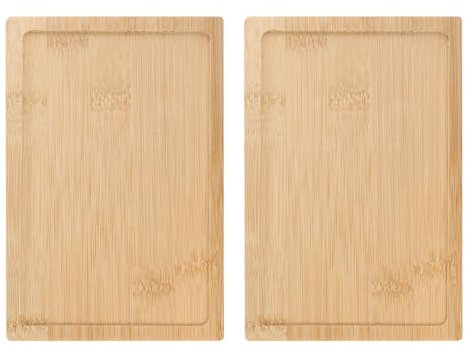 sourcing map 2pcs Bamboo Serving Tray 7.09 x 4.72 Wooden Rectangular Tea Tray Natural Bamboo Tabletop Food Serving Platters for Breakfast Dinner Coffee Tea Drink Fruit Snack, Yellow