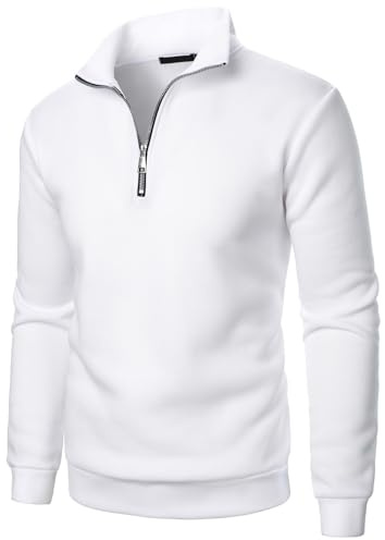 Polaire Homme Travail Pull Col V Camionneur Hiver Sweat Zippé Cachemire Col Rond Blanc L