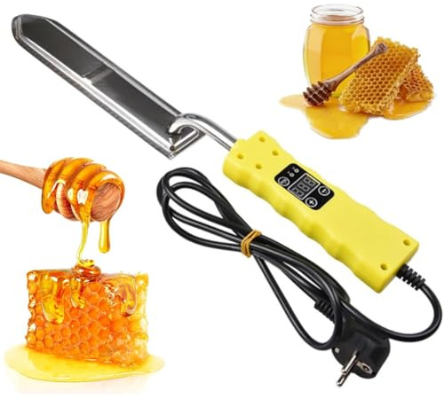 LHQYA Tragbares Entdeckelungsmesser Aus Edelstahl, Elektrisch Beheiztes Honigschneidemesser Mit Display, Schneidemesser: 250 Mm, 0-180 ℃ Einstellbar, ℃/℉ Temperaturumschaltung, Für Bienenhäuser