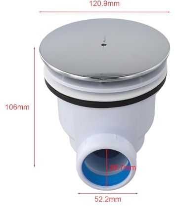 Zeroupshop Siphon de douche à haut débit 15 x 12 x 10 cm avec dôme chromé pour salle de bain, système de drainage rapide, filtre à eau de 32 l/min