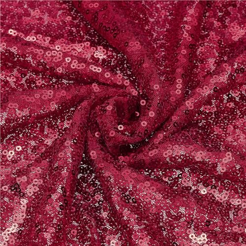 sourcing map Fuchsia Sequin Fabric, by the Yard, 1 Yard Length 4.3ft Wide Sequin Velvet Fabric Shiny Sparkly Cloth for DIY Sewing, Dress, Backdrop, Tablecloth, Table Runner
