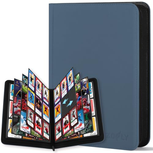 Card Binder 9 Pocket, Premium Zip Trading Card Binder, 540 Double Sided Pocket PU Collection Binder, Side-Loading Collector Album, Card Folder for MTG, TCG, Sports Cards, Navy Blue