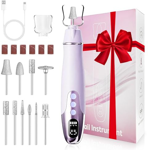 Floranurture Professional Manicure Pedicure Kit Electric Nail Grinder,10 Speeds Cordless Nail Drill with LED Light, Nail File with LED Display,Wider Grinder for Toenail Hand Feet Care for Women Men