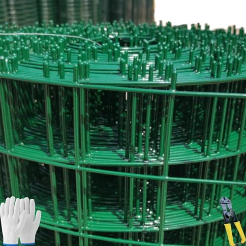 Recinzione metallica saldata rivestita in PVC, 3 x 3 cm, griglia da giardino per cani e polli, rete metallica antiruggine per la protezione di giardini e verdure (1,2 x 10 m)