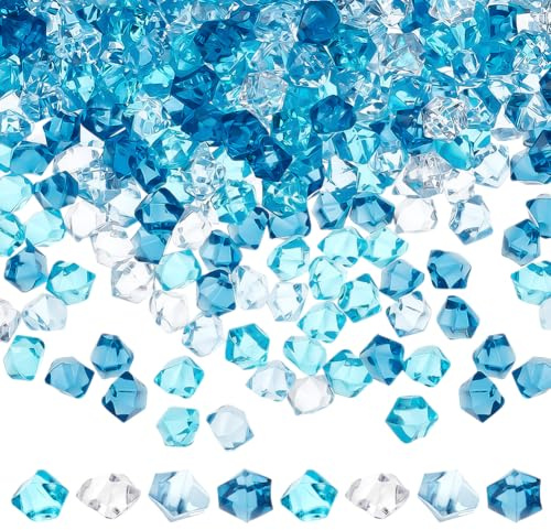 PH PandaHall 800 st konstgjorda iskubbar pärla blå vit vasfyllning 4 färger konstgjorda krossade isstenar genomskinliga simulerade diamantpärlor för gör-det-själv hantverk vas blommig display